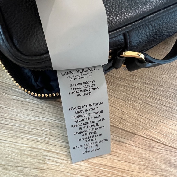 AUTHENTIC VERSACE unisex Leather Crossbody Bag GOLD MEDUSA GRECA - Picture 3 of 12